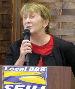 SPOTLIGHT ON ORGANIZING: Ex-Massachusetts Teachers Association president Barbara Madeloni speaks at the Local 888 convention in October.