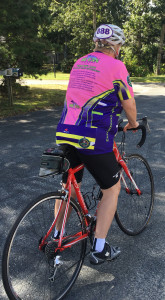 PEDAL POWER: With her 888 logo on her helmet, Carolyn Carey is ready to take part in a Cape fundraising ride for the WE CAN group.