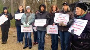 FOOD FOR THOUGHT: Local 888 President Brenda Rodrigues speaks as Groton-Dunstable school cafeteria workers rally to save their jobs and benefits.