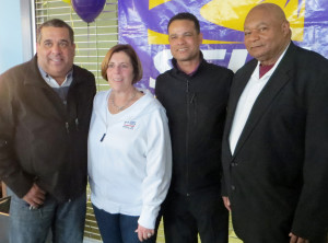 ‘SPRING FLING’: On hand for the April 27 event were Local 888 President Brenda Rodrigues and from left, city of Lawrence municipal unit members Carlos Morel, Pedro Ayala and Pablo Garcia.