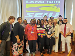 LEADING LIGHTS: Participants in the chapter funds workshop show Local 888 pride at the 2019 Leadership Conference. 