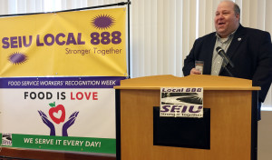 LABOR BACKGROUND: State Sen. Paul Feeney (D-Foxboro) thanked Local 888 for its support, at the 2019 Leadership Conference.