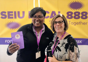 THAT WAS THEN: Local 888 President Brenda Rodrigues gives out a prize to a member at the 2019 Leadership Conference. To register for the Oct. 24 Local 888 Convention and be eligible for a special door prize, see //www.seiu888.org/convention/.