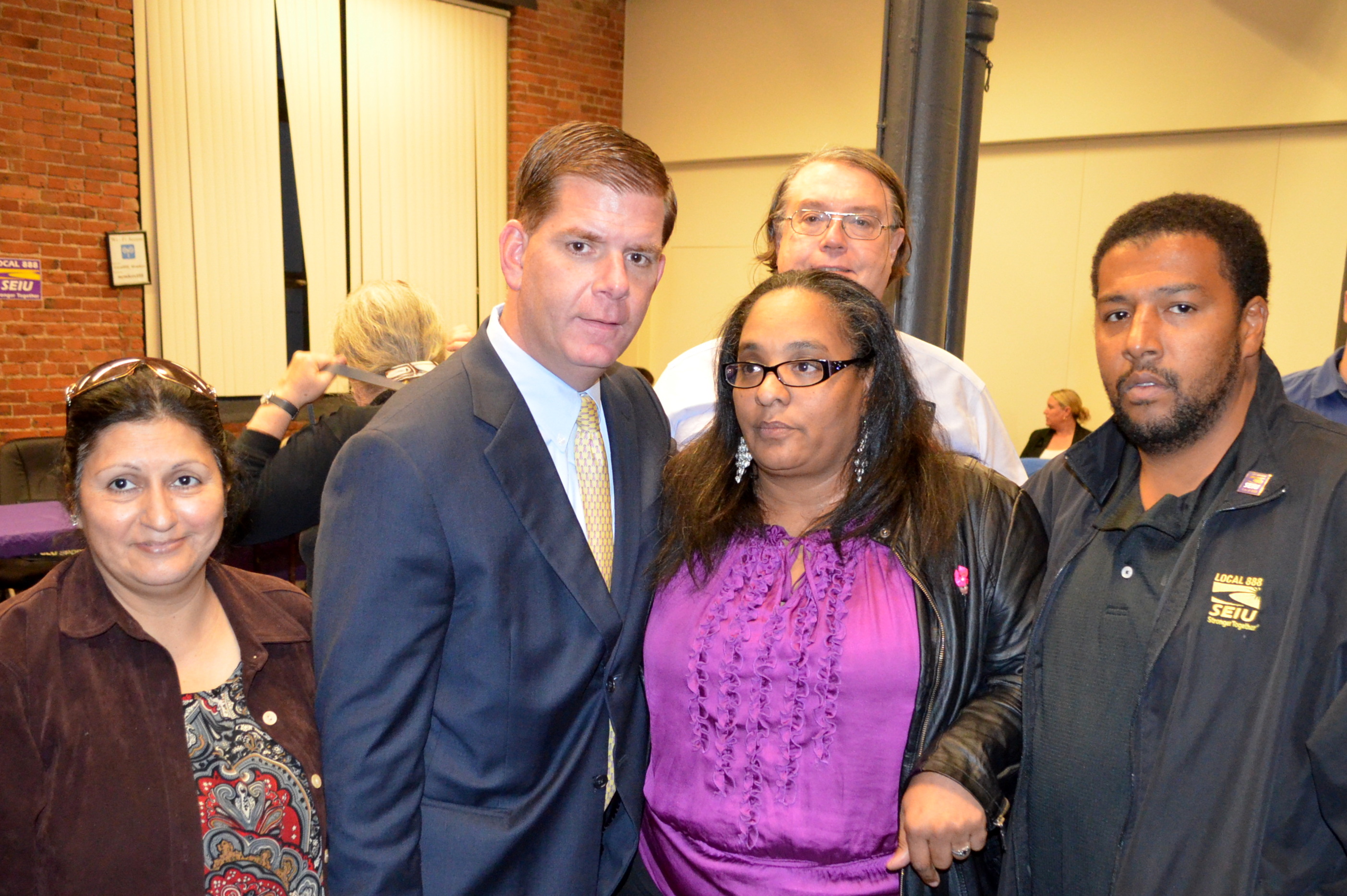 Marty Walsh with members after the Oct. 10 political forum