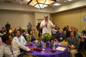 A delegate from the Chelsea Soldiers Home speaks out at Local 888's 2014 Convention.