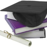 Graduation cap diploma and