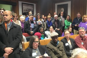 The Jan. 19 statehouse hearing was packed with supporters from labor unions, community organizations and public interest groups.