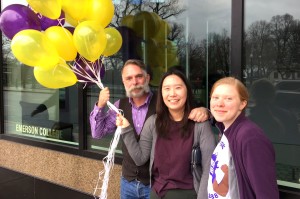 Emerson staff celebrate their union election victory.  