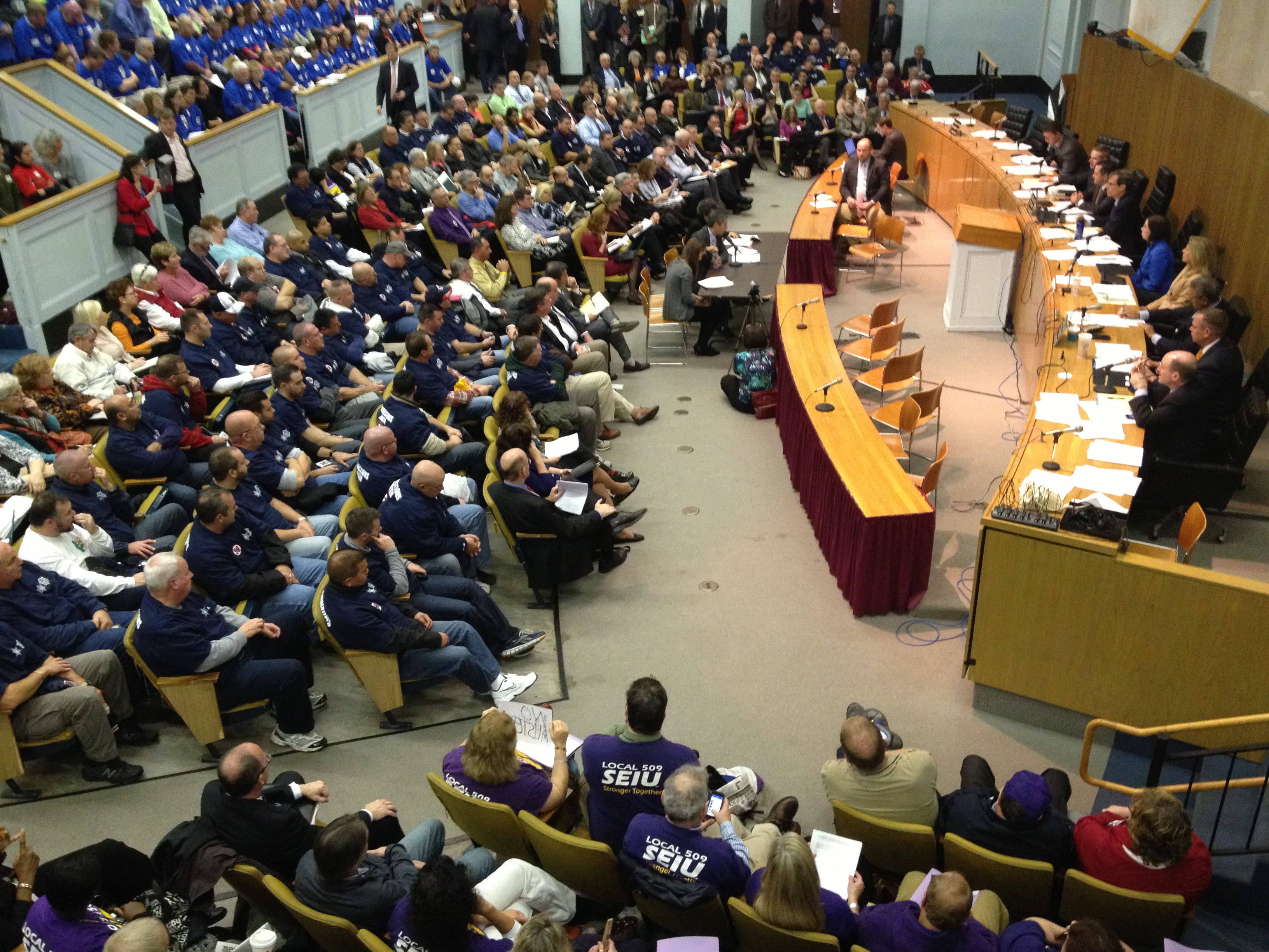 Union members packed Gardner Auditorium at the State House on Oct. 31. 