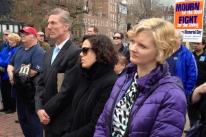 Lisa Field with Rep. Tom Conroy and Great Boston CLC organizer Rosa Blumenfeld