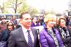 Mark DelloRusso and Lisa Field at the Workers Memorial Day commemoration