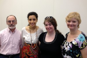 From left to right: MassCOSH staffer Rick Rabin, Local 888 summer interns Rossmary Marquez and Kim Sawyer and Local 888’s Lisa Field.