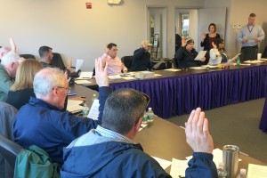 LOOKING AHEAD: In line with the Executive Board’s plan to have chapter leaders take an oath of office, the new Lottery Commission stewards were sworn in at Local 888 headquarters. 