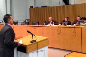 SEIU Local 888 Pres. Mark DelloRusso testifying in support of Early Retirement bill.