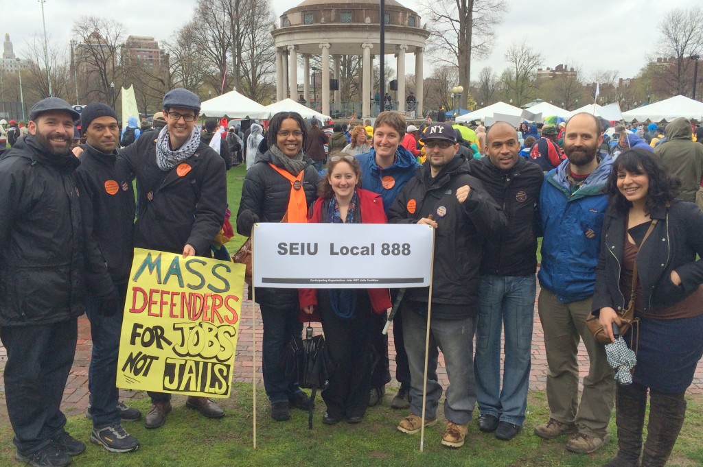 Public defenders supporting Jobs NOT Jails: Makis Antzoulatos, Christian Williams, Ben Evens, Aida Fitzgerald, Eleni Kalfus, Barusch, Chris Consalves, Carl Williams (ACLU), Josh Raisler-Cohn and Nashwa Gewaily (ACLU).