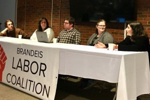 Panelist and Local 888 member Aimee Slater (Librarians Union - SEIU Local 888) is second from right. Other panelists include: Drew Flanagan (Part Time Faculty - SEIU 509) and Kalee Hall (Graduate Students - SEIU 509).