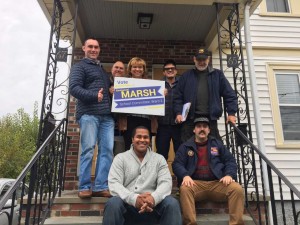 SEIU Local 888 staff and volunteers getting out the vote for Emmanuel Marsh, member of SEIU Local 888 and the School Committee in Malden. 