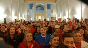 Teachers rallying at the West Virginia State Capitol. 