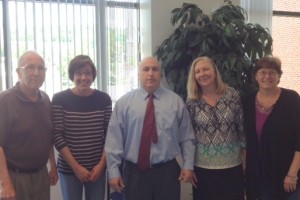 Pictured above are Gerald Fleming, Labor Liaison for the Sec. of State, Registry of Deeds SEIU bargaining team member Marcia Boudreau, Sec. of State Atty Michael Pagones, Sec. of State General Council Laurie Flynn and Registry of Deeds SEIU bargaining team member Donna Regan.