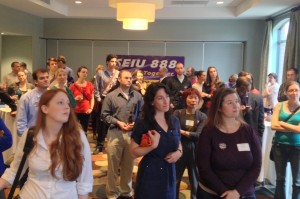 More than 100 public defenders and staff attended a union reception immediately after their statewide conference at the DCU conference center in Worcester on May 15.